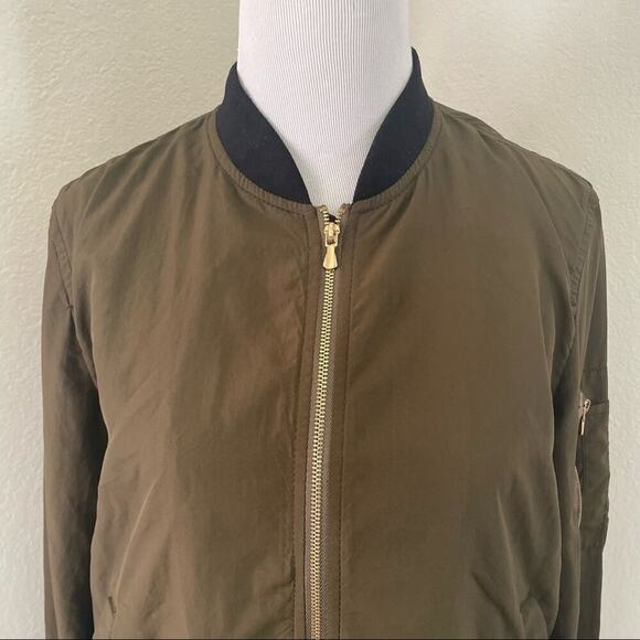 Zara Basic Green Lightweight Zipper Jacket Medium Spring - Picture 9 of 9